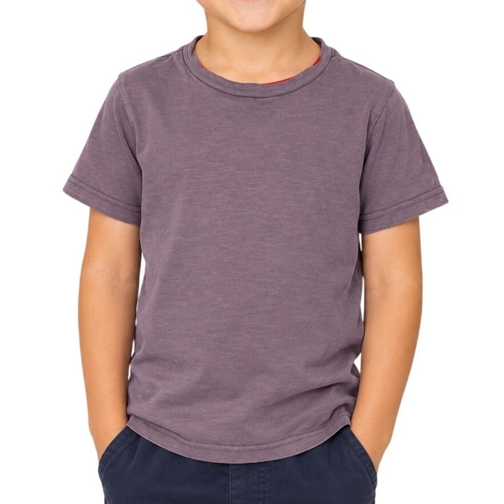 Boden Boys Purple Slub‎ Cotton Short Sleeve T-Shirt Size 4-5Y Crew Neck Tee